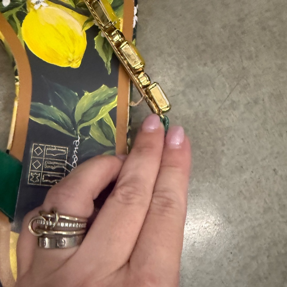 Dolce and Gabbana Lemon Print Jeweled Thong Flip Flop Sandals - Picture 7 of 10